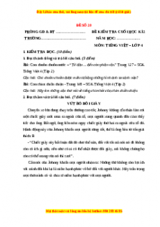 Đề thi cuối kì 2 Tiếng Việt lớp 4 (Đề 20)