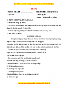 Đề thi Tiếng Việt lớp 1 Học kì 2 Chân trời sáng tạo (Đề 2)