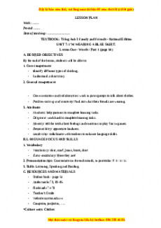 Giáo án Unit 7 Tiếng anh 3 family and friends