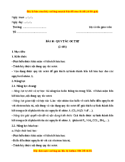 Giáo án Bài 10: Quy tắc Octet Hóa học 10 Kết nối tri thức