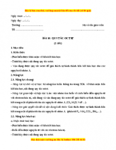 Giáo án Bài 10: Quy tắc Octet Hóa học 10 Kết nối tri thức