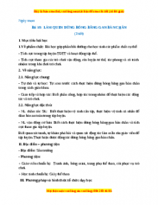 Giáo án GDTC 1 Cánh diều Làm quen dừng bóng bằng gan bàn chân