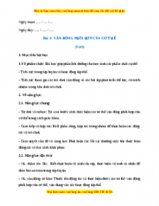 Giáo án Bài 4: Vận động phối hợp của cơ thể Giáo dục thể chất lớp 1 Kết nối tri thức