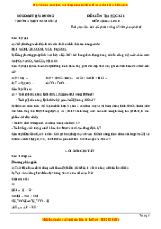 Đề thi học kì I Hóa lớp 11 trường THPT Nam Sách - Hải Dương