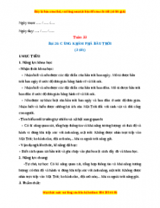 Giáo án TNXH 1 Kết nối tri thức Tuần 33