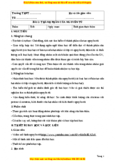 Giáo án Bài 2: Thành phần của nguyên tử Hóa học 10 Chân trời sáng tạo