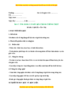 Giáo án Bài 17: Ứng dụng cơ giới hóa trong trồng trọt Công nghệ 10 Cánh diều