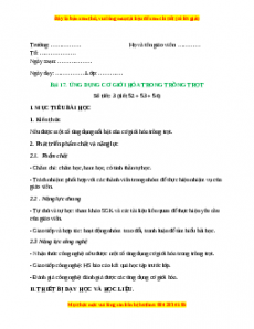 Giáo án Bài 17: Ứng dụng cơ giới hóa trong trồng trọt Công nghệ 10 Cánh diều