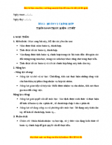 Giáo án Hoán vị. Chỉnh hợp Toán 10 Cánh diều