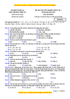Đề thi thử Hóa học Liên trường Nghệ An lần 1 năm 2023