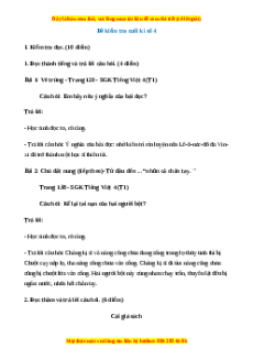 Đề thi cuối kì 1 Tiếng Việt lớp 4 (Đề 4)