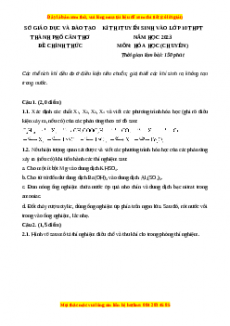 Đề thi vào 10 môn Hóa học năm 2023 - Trường THPT Chuyên Cần Thơ
