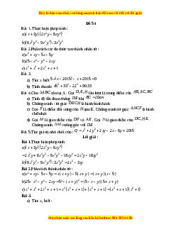 Đề thi giữa kì 1 Toán 8 năm 2023 - Đề 54