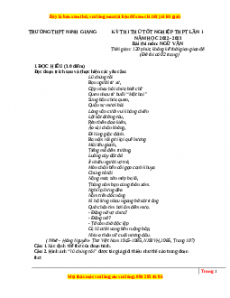 Đề thi thử Ngữ văn trường Ninh Giang - Hải Dương lần 1 năm 2023