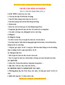 Giáo án TNXH 1 Chân trời sáng tạo Nơi em sinh sống