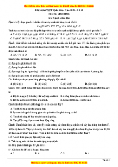 Đề thi thử THPT Quốc Gia môn Sinh học có đáp án ( đề 12 ) - thầy Nguyễn Đức Hải
