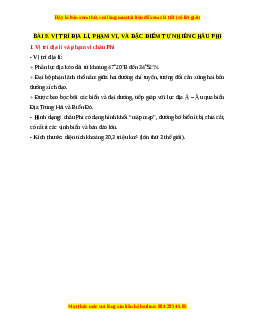 Lý thuyết Địa lý 7 Cánh diều Bài 9: Vị trí địa lí, phạm vi và đặc điểm tự nhiên của Châu Phi