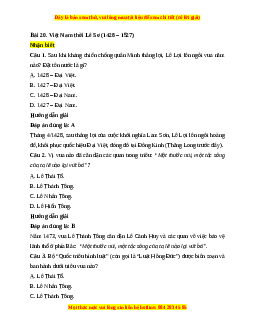 Trắc nghiệm Bài 20: Việt Nam thời Lê Sơ (1428-1527)