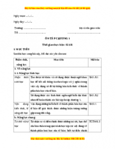 Giáo án Sinh học 10 Ôn tập chương 1 (Chân trời sáng tạo)