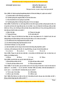 Đề thi học kì 1 Sinh học 12 năm 2023 Sở GD_ĐT Quảng Nam