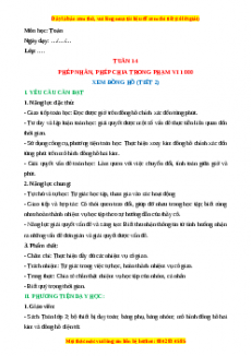 Giáo án Xem đồng hồ Toán 3 Chân trời sáng tạo