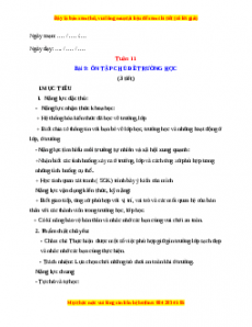 Giáo án TNXH 1 Kết nối tri thức Tuần 11