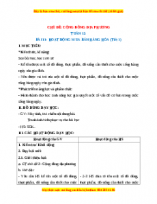 Giáo án Hoạt động mua bán hàng hóa Tự nhiên xã hội 2 Kết nối tri thức