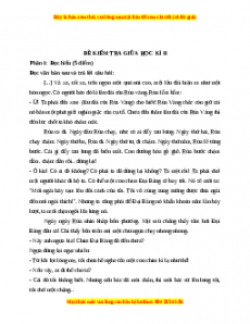 Đề thi giữa kì 2 Ngữ văn 6 Cánh diều (Đề 3)