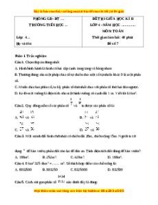 Đề thi giữa kì 2 Toán 4 năm 2023 (Đề 7)