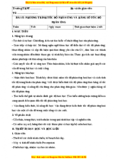 Giáo án Bài 15: Phương trình tốc độ phản ứng và hằng số tốc độ phản ứng Hóa học 10 Chân trời sáng tạo