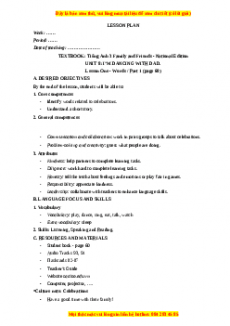 Giáo án Unit 8 Tiếng anh 3 family and friends