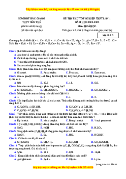 Đề thi thử Hóa học trường Yên Thế lần 1 năm 2023