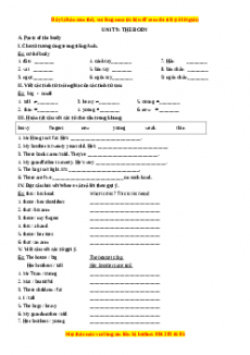 Bài tập Unit 9: THE BODY - Giáo viên Mai Lan Hương đầy đủ đáp án