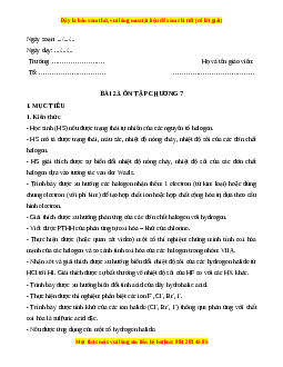 Giáo án Bài 23: Ôn tập chương 7 Hóa học 10 Kết nối tri thức
