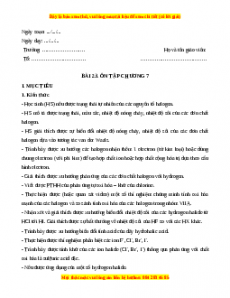 Giáo án Bài 23: Ôn tập chương 7 Hóa học 10 Kết nối tri thức