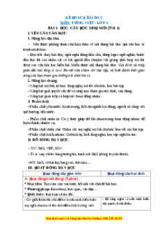 Giáo án Cậu học sinh mới Tiếng việt 3 Chân trời sáng tạo