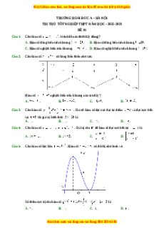 Đề thi thử Toán trường Hoài Đức A - Hà Nội - Đề 1 năm 2023