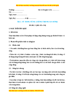 Giáo án Công nghệ 6 Bài 2 (Chân trời sáng tạo): Sử dụng năng lượng trong gia đình