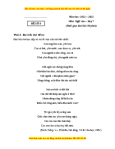 Đề thi giữa kì 2 Ngữ Văn lớp 7 Cánh diều có đáp án (Đề 8)