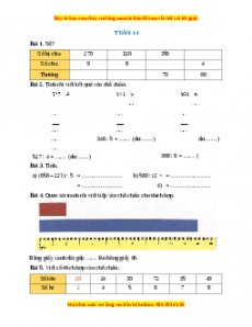 Bài tập cuối tuần Toán lớp 3 Tuần 14 Chân trời sáng tạo (có lời giải)