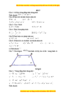Đề thi giữa kì 1 Toán 8 năm 2023 - Đề 7