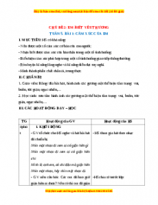Giáo án HĐTN lớp 1 Tuần 5