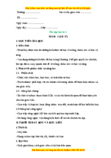 Giáo án Công nghệ 7 Ôn tập học kì 1 (Chân trời sáng tạo)