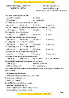 Đề thi học kì 1 Sinh học 9 năm 2023 trường THCS - THPT Việt Mỹ - Bà Rịa - Vũng Tàu