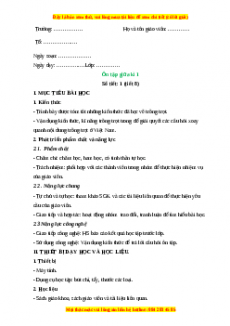 Giáo án Công nghệ 7 Ôn tập giữa kì 1 (Kết nối tri thức)