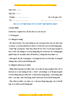 Giáo án Sinh học 7 Kết nối tri thức Bài 42: Cơ thể sinh vật là một thể thống nhất