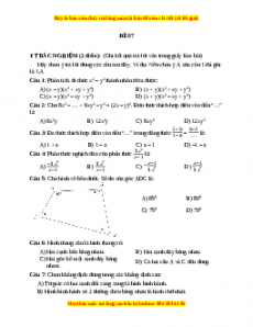 Đề thi cuối học kì 1 Toán 8 năm 2022 - 2023 - Đề 7