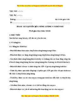 Giáo án Bài 10: Sự chuyển hóa năng lượng và enzyme Sinh học 10 Cánh diều