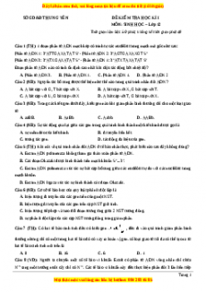 Đề thi học kì 1 Sinh học 12 năm 2023 Sở GD_ĐT Hưng Yên