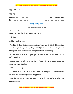 Giáo án Bài ôn tập phần 1 Sinh học 10 Cánh diều